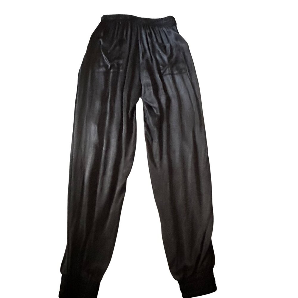 Anna & Ava Womens Black Rayon Glam Jogger Pants Medium Elastic Waist Streetwear